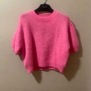 Zara Hot pink soft knit bomber sweater